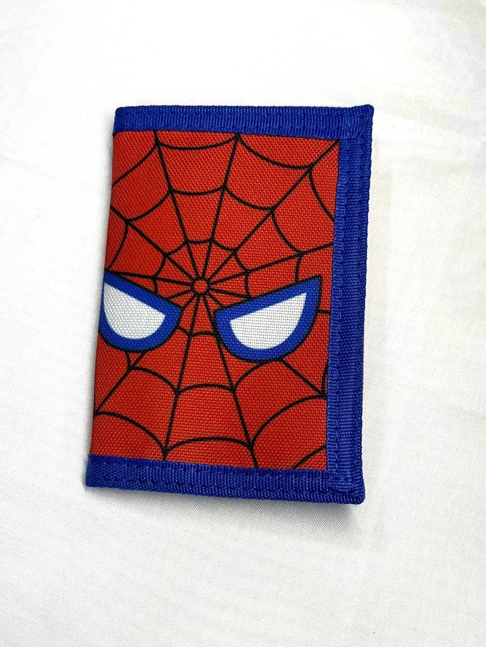 Marvel Spider-Man Mask Trifold Canvas Utility Wallet Blue